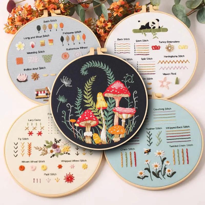 CraftHoop Beginner’s 4-Set Animal & Floral Stitch Sampler