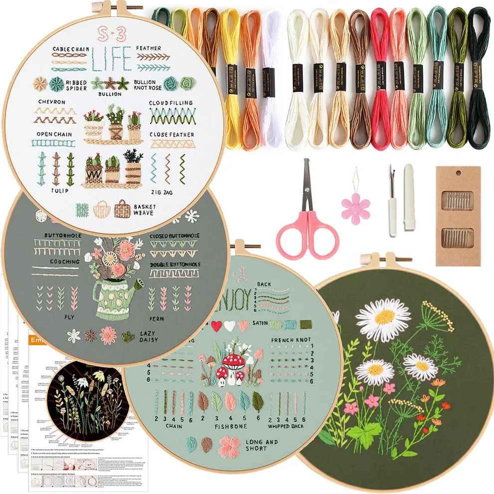 CraftHoop 4-Piece Floral & Stitch Practice Kit