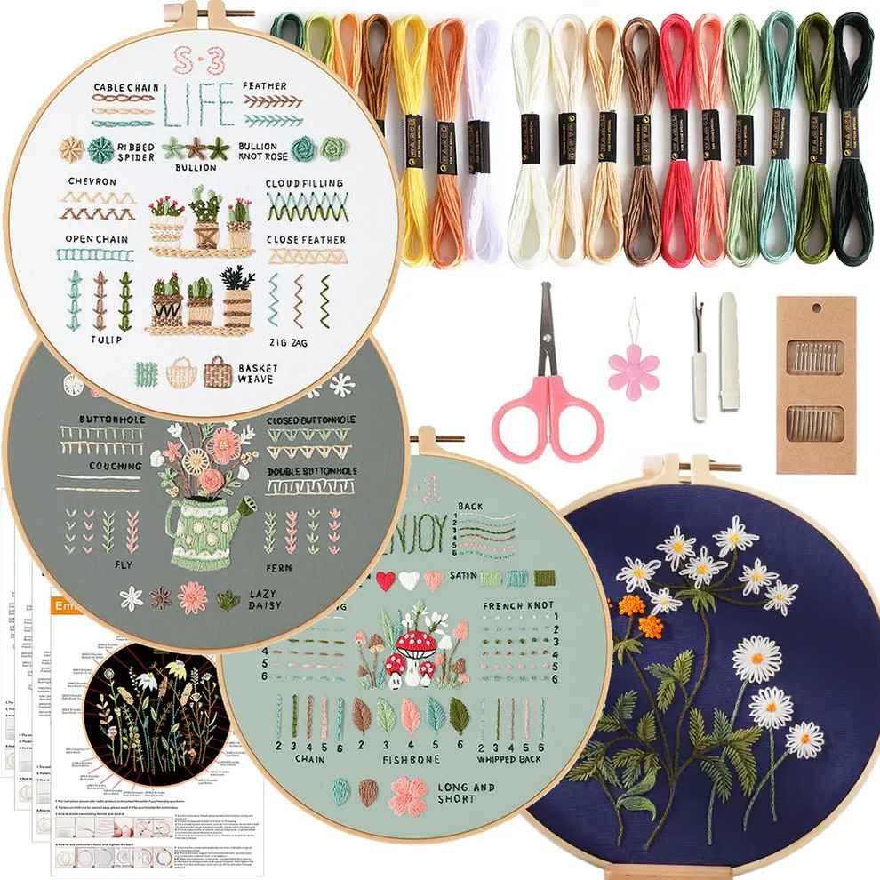 CraftHoop 4-Piece Floral & Stitch Practice Kit