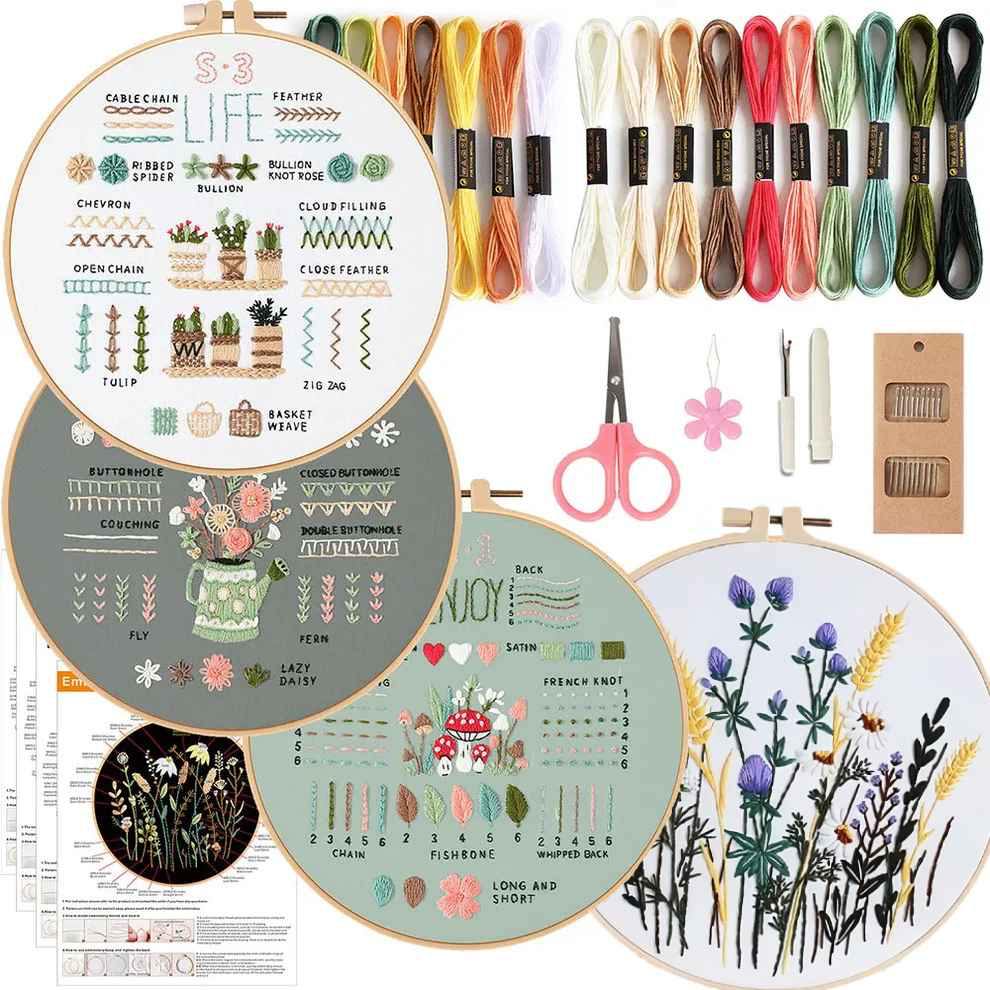 CraftHoop 4-Piece Floral & Stitch Practice Kit