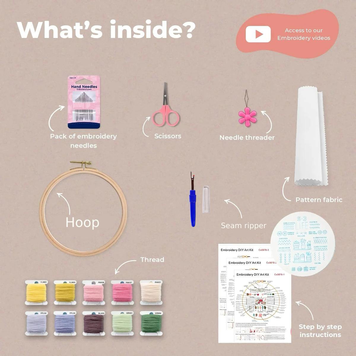 CraftHoop 3 Sets Starter Embroidery Kit