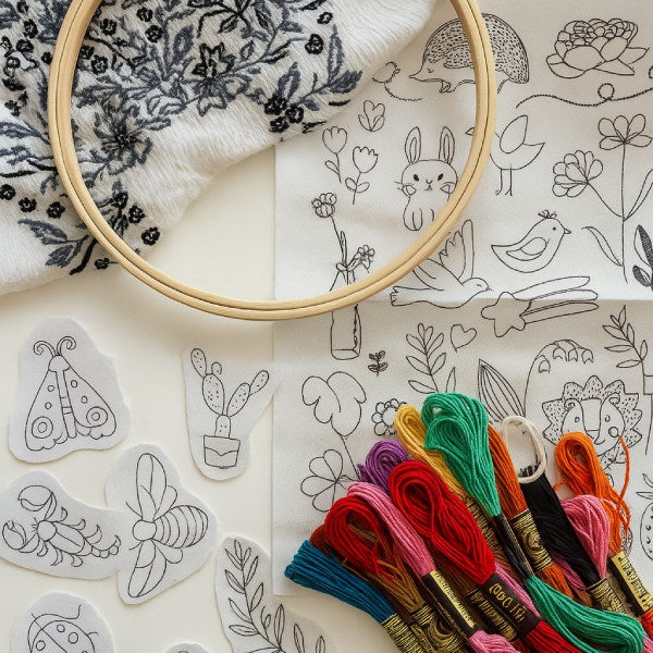Stick & Stitch Transfers for Clothes – 2 Water-Soluble Sheets (50+ Pieces)