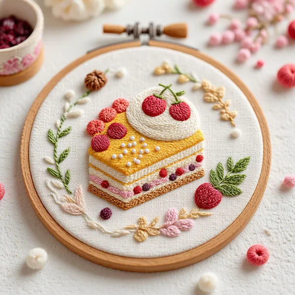 CraftHoop French Patisserie Desserts Embroidery Kit