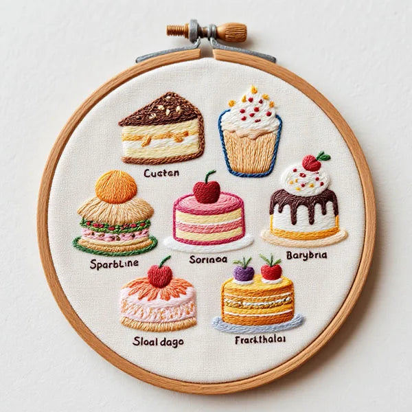 CraftHoop French Patisserie Desserts Embroidery Kit