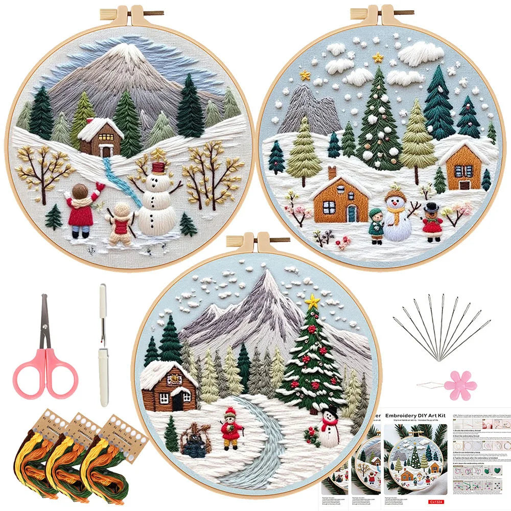 CraftHoop Jolly Christmas 3-Piece Embroidery Kit