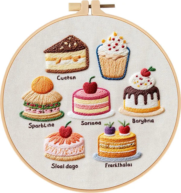 CraftHoop French Patisserie Desserts Embroidery Kit