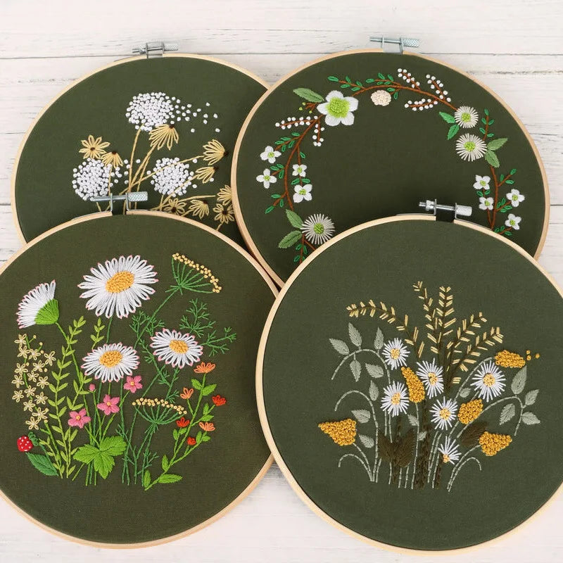CraftHoop 4-Piece Floral Elegance Embroidery Kit