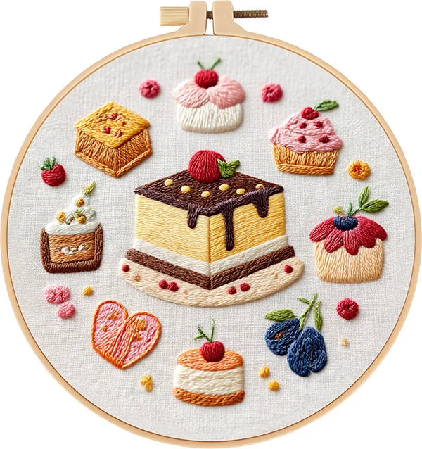 CraftHoop French Patisserie Desserts Embroidery Kit