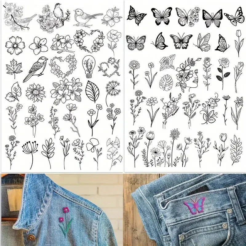 2-Sheet Water-Soluble Nature Embroidery Templates