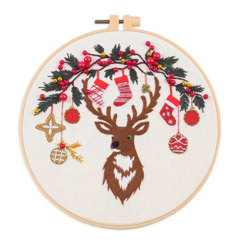 CraftHoop Magical Christmas Deer Embroidery Kit