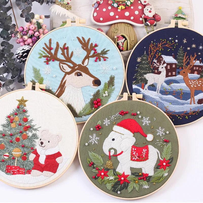 CraftHoop Magical Christmas Deer Embroidery Kit