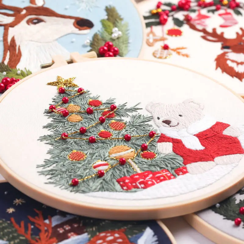 CraftHoop Magical Christmas Deer Embroidery Kit