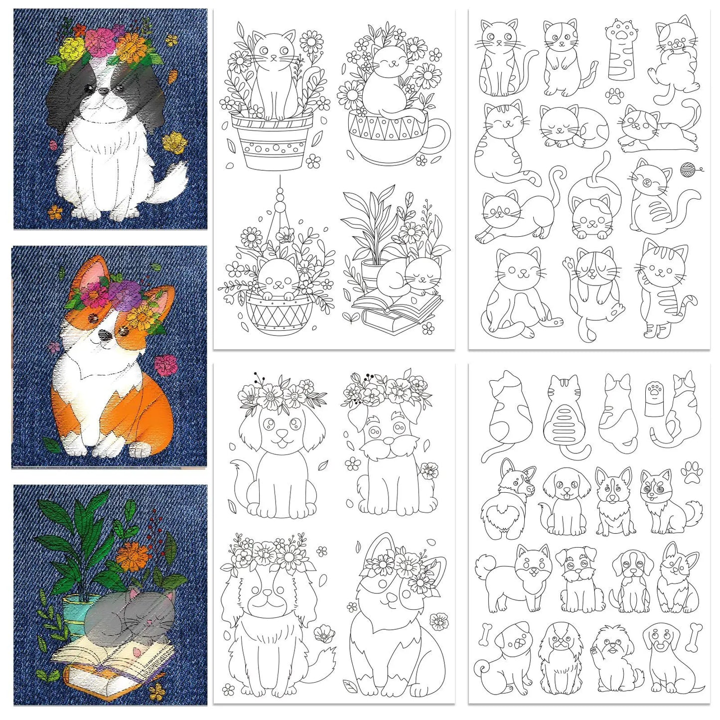 Embroidery Transfers for Clothes – 4 Water-Soluble Sheets