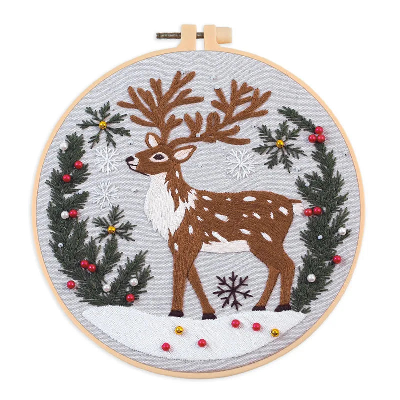CraftHoop Magical Christmas Deer Embroidery Kit