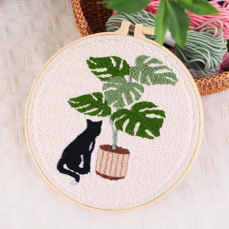 CraftHoop Cat & Plant Lovers Punch Needle Kit
