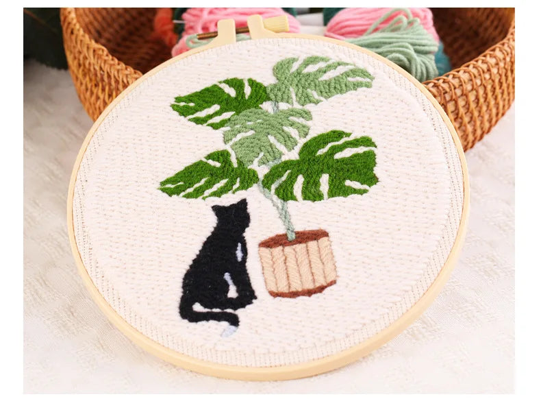 CraftHoop Cat & Plant Lovers Punch Needle Kit