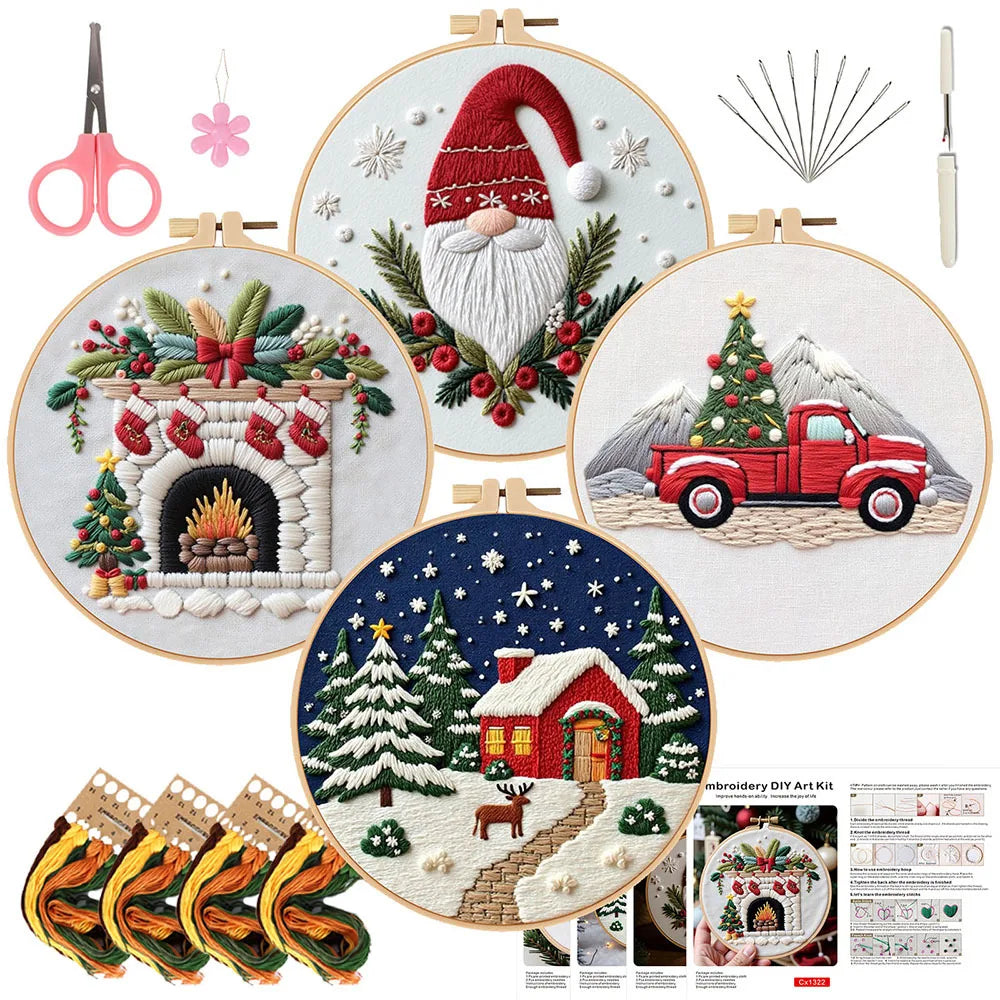 CraftHoop Christmas Charm 4-Piece Embroidery Kit