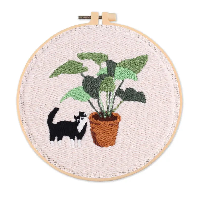 CraftHoop Cat & Plant Lovers Punch Needle Kit