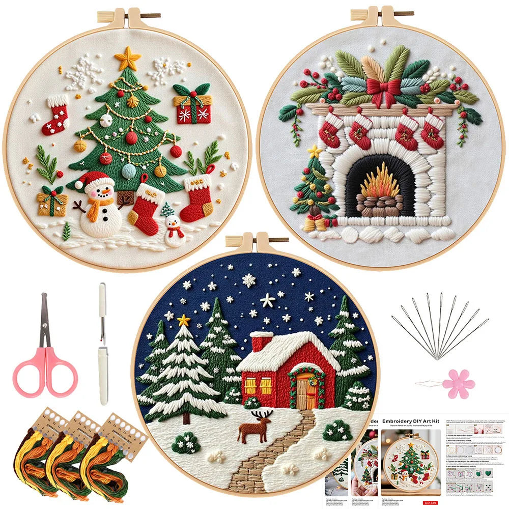 CraftHoop Jolly Christmas 3-Piece Embroidery Kit
