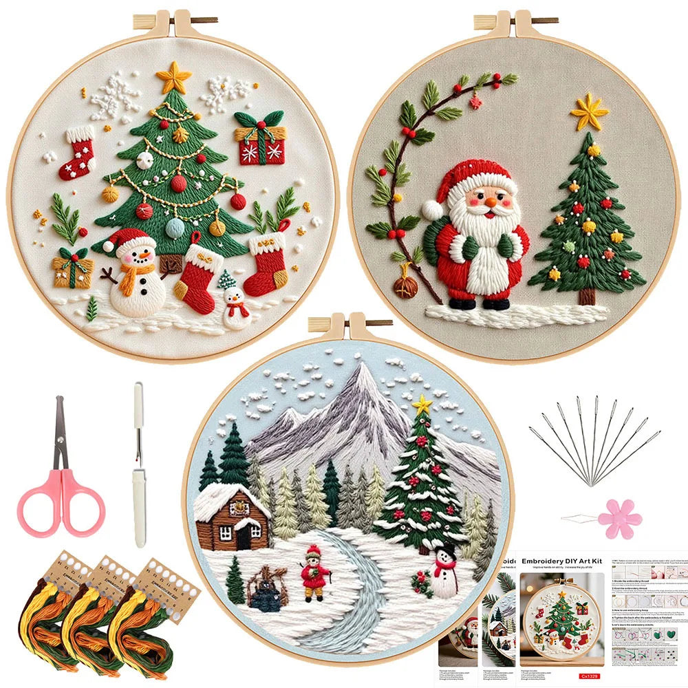 CraftHoop Jolly Christmas 3-Piece Embroidery Kit