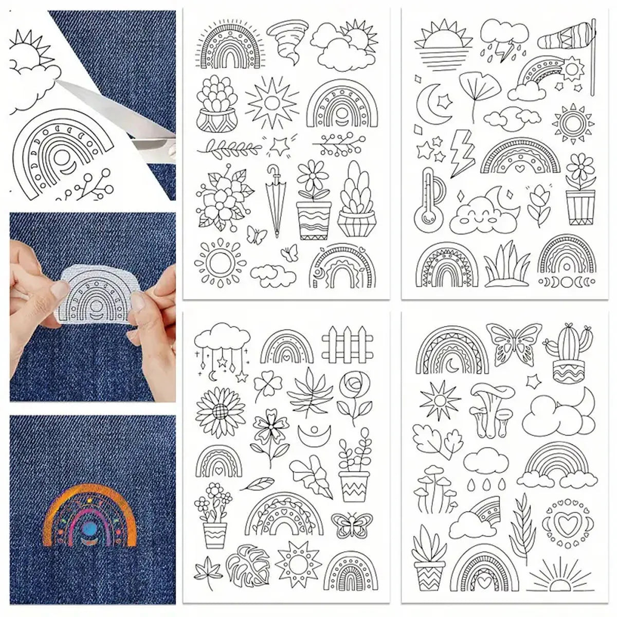 Embroidery Transfers for Clothes – 4 Water-Soluble Sheets