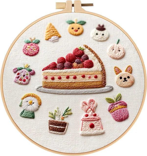 CraftHoop French Patisserie Desserts Embroidery Kit