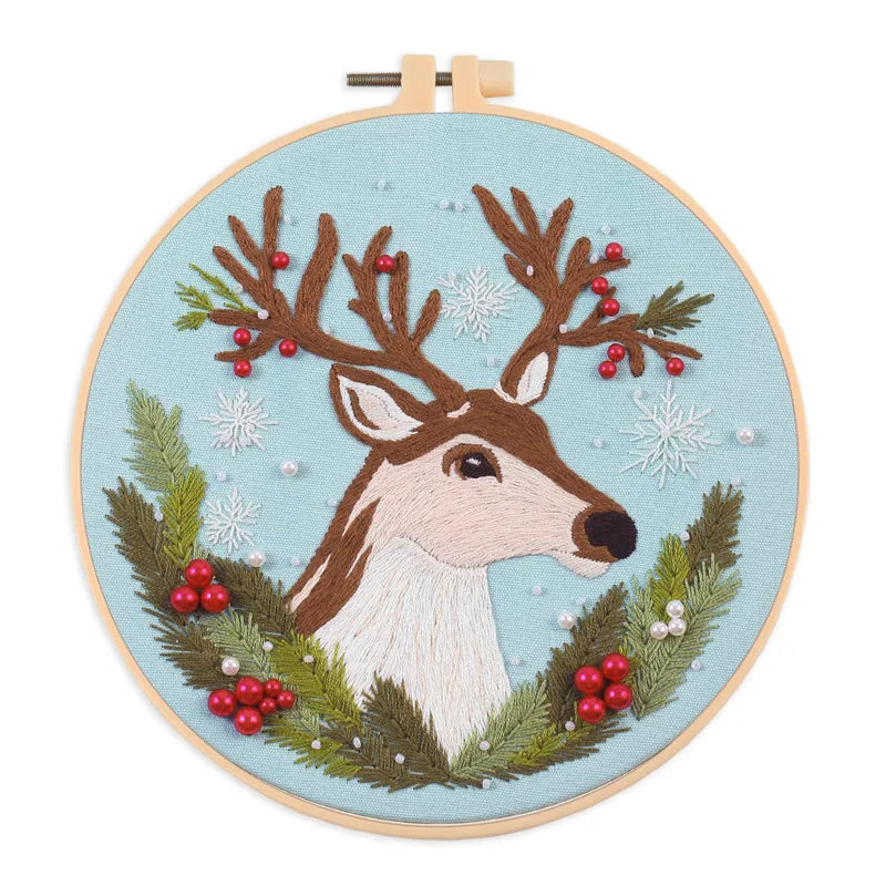 CraftHoop Magical Christmas Deer Embroidery Kit