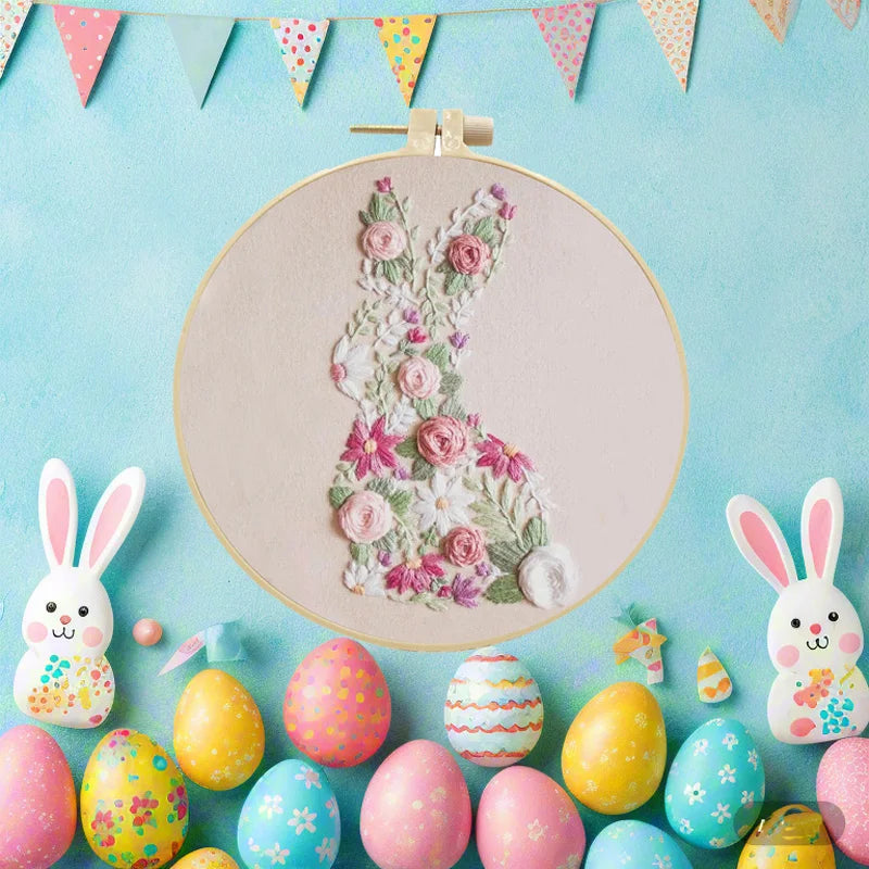 CraftHoop Easter Floral Bunny Embroidery Kit