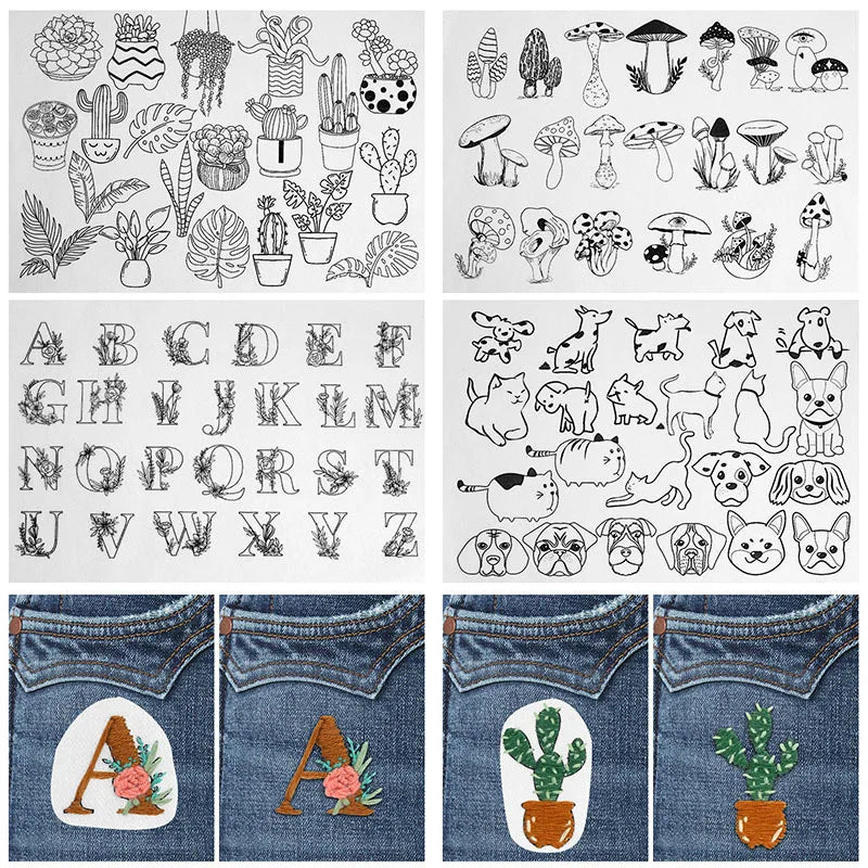 Embroidery Transfers for Clothes – 4 Water-Soluble Sheets