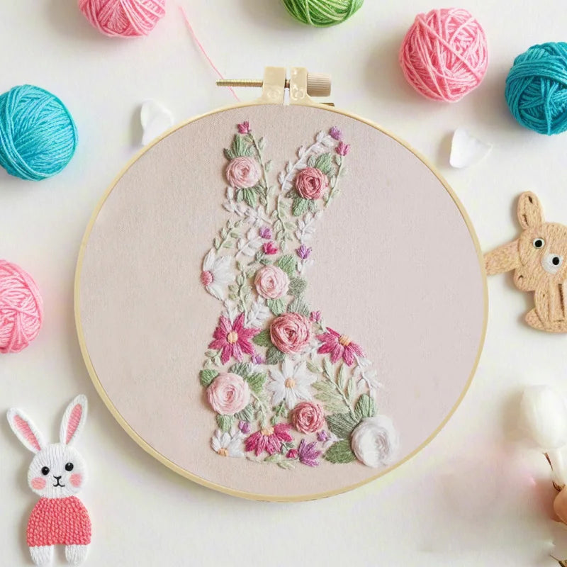 CraftHoop Easter Floral Bunny Embroidery Kit
