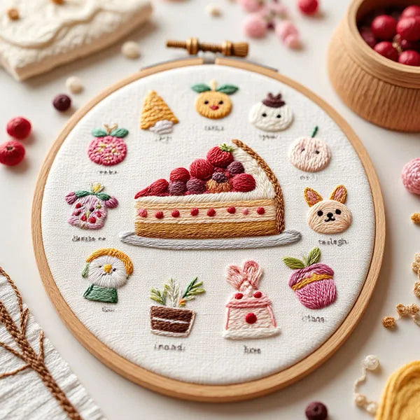 CraftHoop French Patisserie Desserts Embroidery Kit