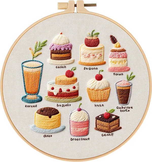 CraftHoop French Patisserie Desserts Embroidery Kit