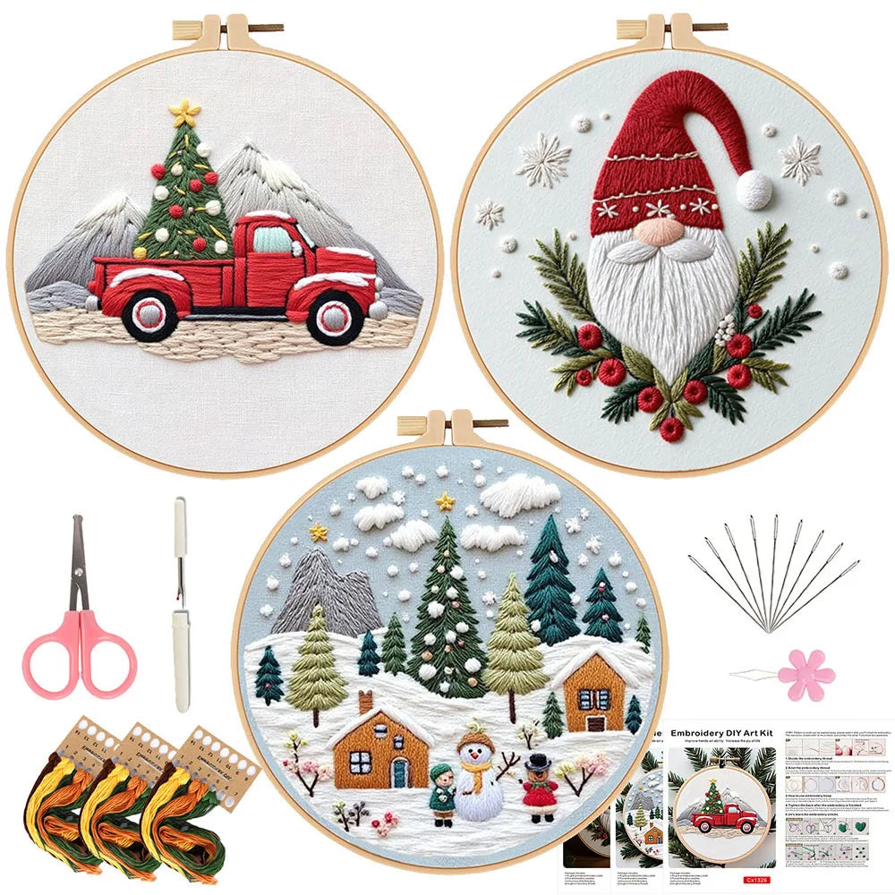 CraftHoop Jolly Christmas 3-Piece Embroidery Kit