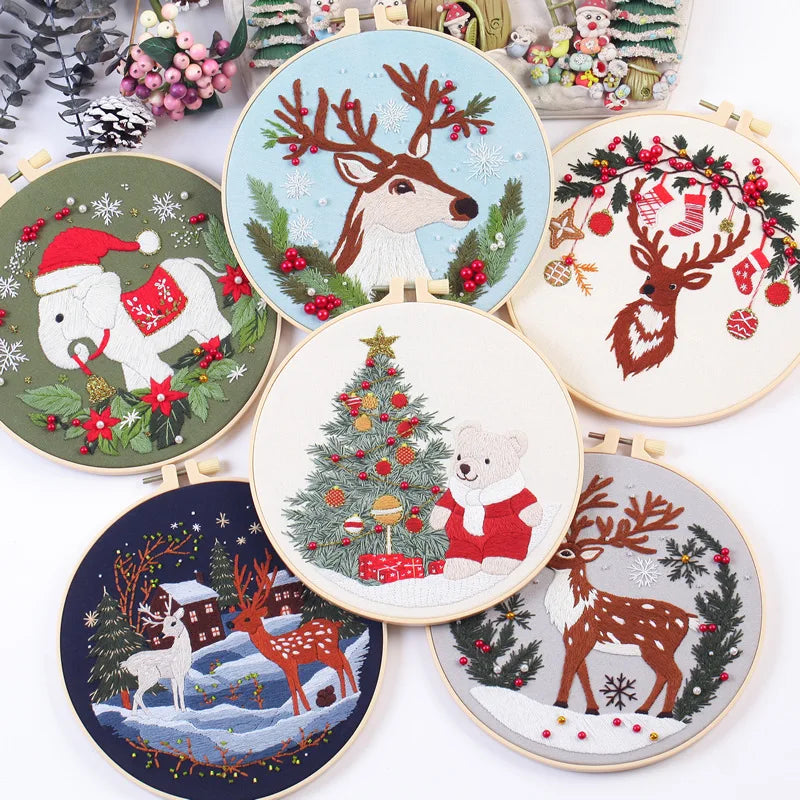 CraftHoop Magical Christmas Deer Embroidery Kit