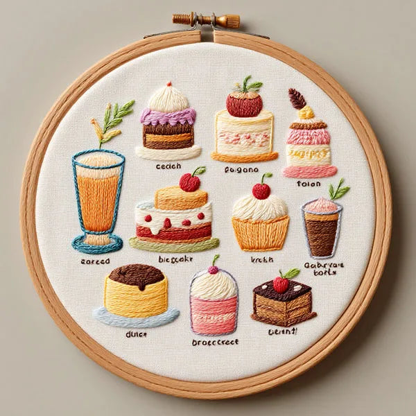 CraftHoop French Patisserie Desserts Embroidery Kit