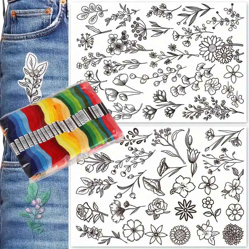 Stick & Stitch Transfers for Clothes – 2 Water-Soluble Sheets (50+ Pieces)