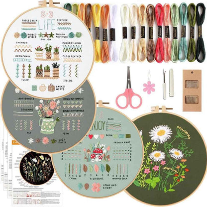 CraftHoop 4-Piece Floral & Stitch Practice Kit