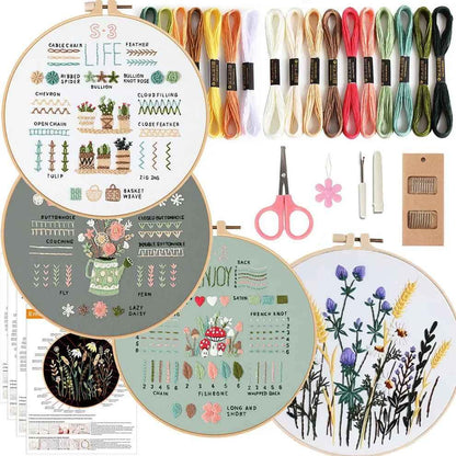 CraftHoop 4-Piece Floral & Stitch Practice Kit