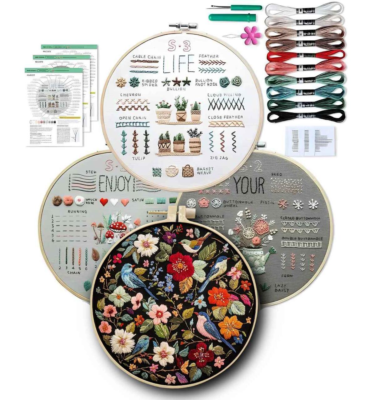 CraftHoop 3 Sets Learning Embroidery Kit