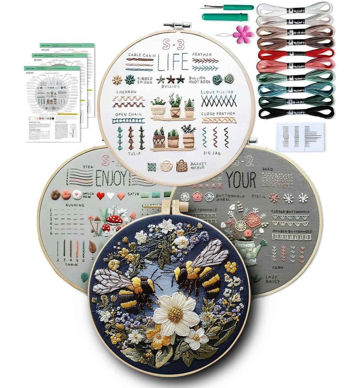 CraftHoop 3 Sets Learning Embroidery Kit