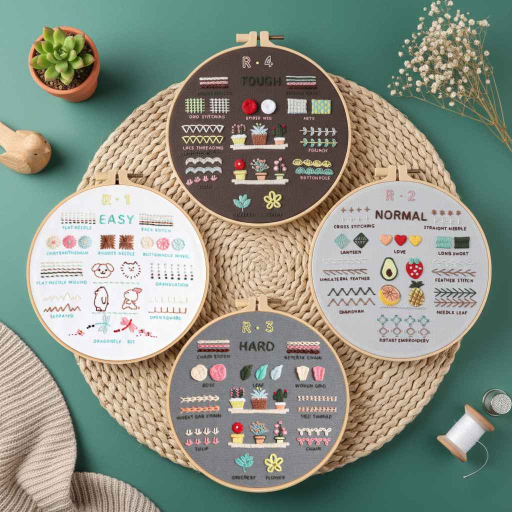 CraftHoop 4-Level Embroidery Kit for Beginners – From Starter to Pro