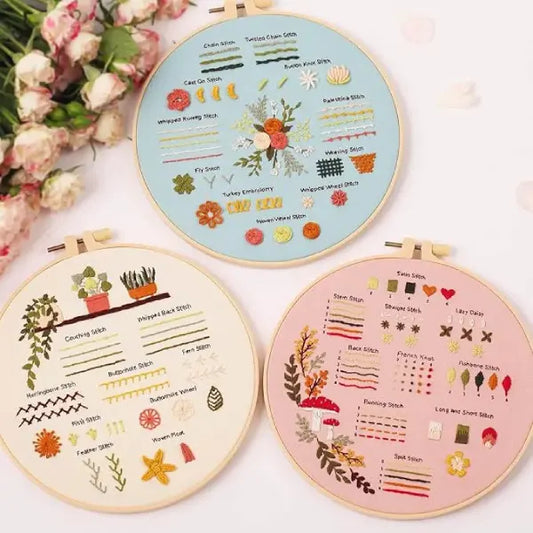 CraftHoop Beginner's Stitch Sampler 3-Set Embroidery Kit