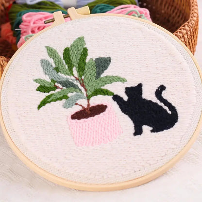 CraftHoop Cat & Plant Lovers Punch Needle Kit