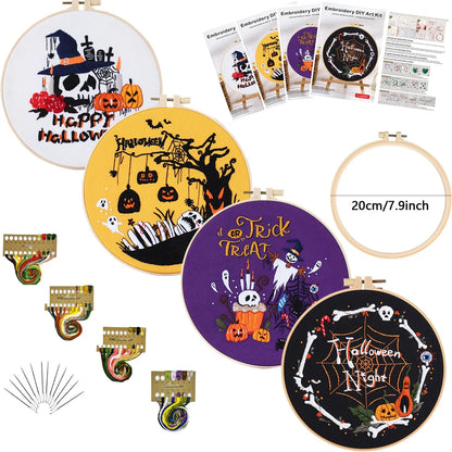 CraftHoop 4-Piece Halloween Magic Embroidery Kit