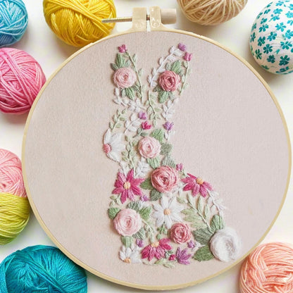 CraftHoop Easter Floral Bunny Embroidery Kit