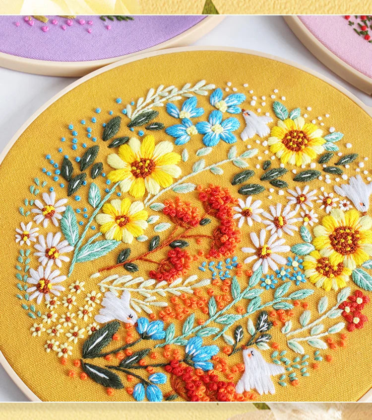 CraftHoop Vibrant Blooms Embroidery Kit