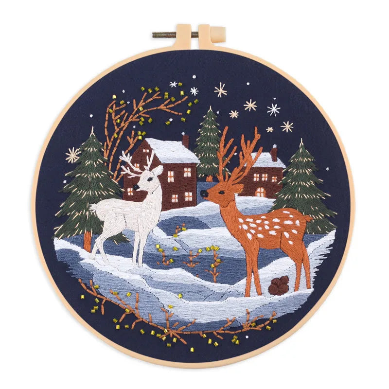 CraftHoop Magical Christmas Deer Embroidery Kit
