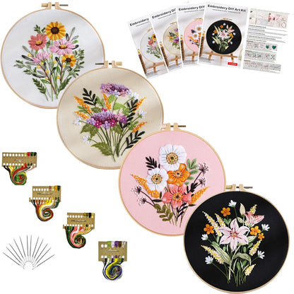 CraftHoop 4-Piece Blooming Garden Embroidery Kit