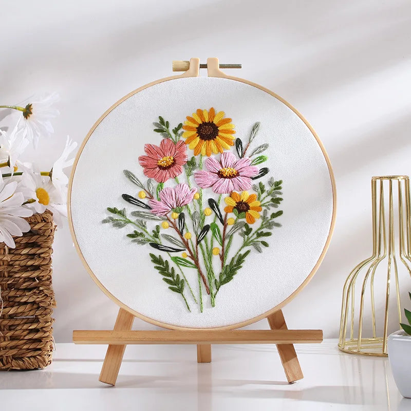 CraftHoop 4-Piece Blooming Garden Embroidery Kit