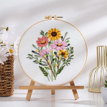 CraftHoop 4-Piece Blooming Garden Embroidery Kit